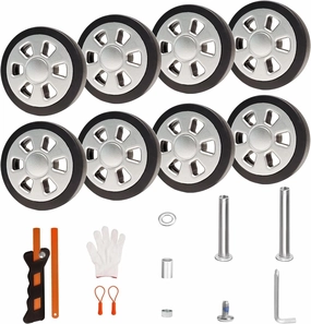 Luggage Wheels Replacement Set 8PCS 60mm Suitcase Wheel TPU Rubber Spinner Roller Full Set Repair Tool for Spinner Suitcase Trolley Bag Drawbar Travel Box