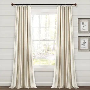 Lush Decor Farmhouse Stripe Yarn Dyed Cotton Window Curtain Panel Pair, 42" W x 84" L, Neutral - Classic Modern Rustic Charm - Eco Friendly Cotton Fabric