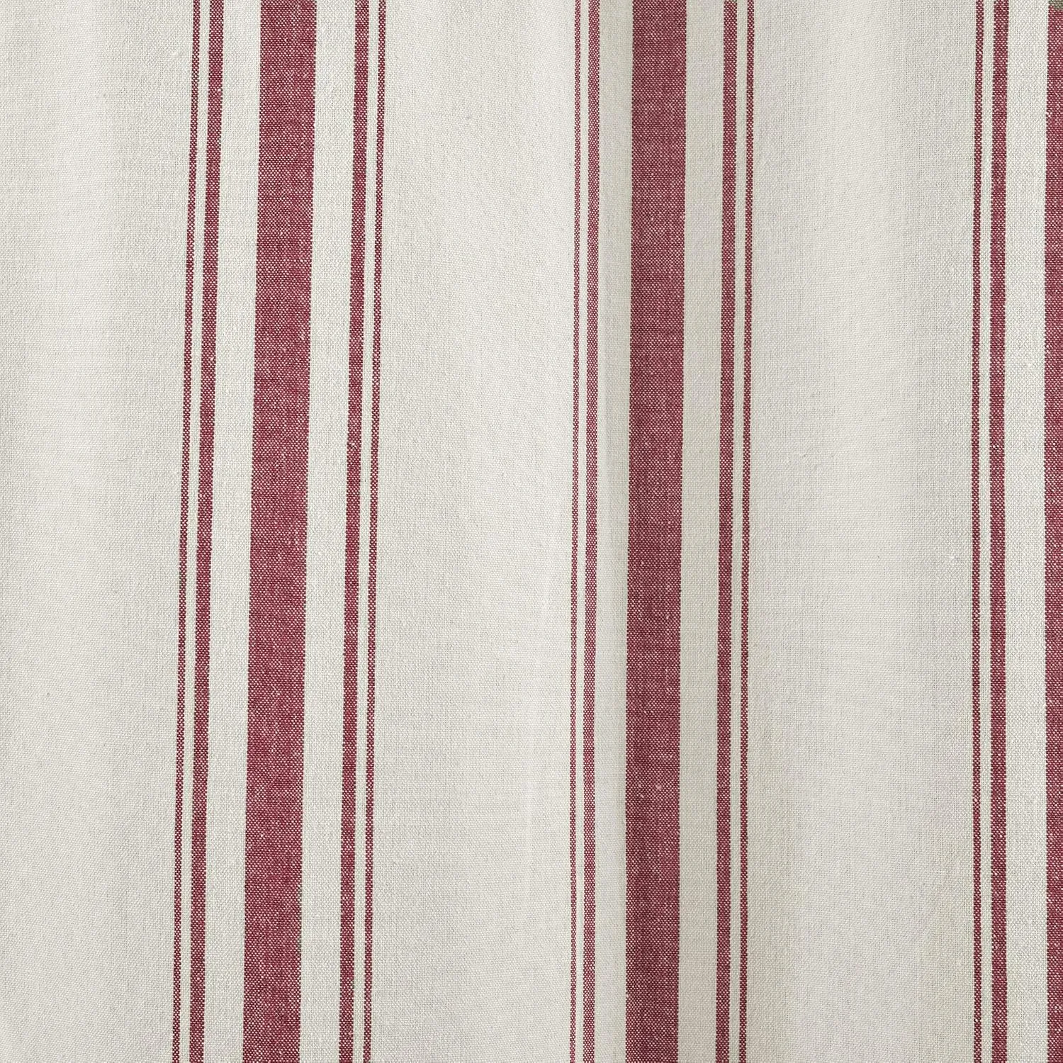 Lush Decor Farmhouse Stripe Yarn Dyed Cotton Window Curtain Panel Pair, 42" W x 84" L, Red - Classic Modern Rustic Charm - Eco Friendly Cotton Fabric