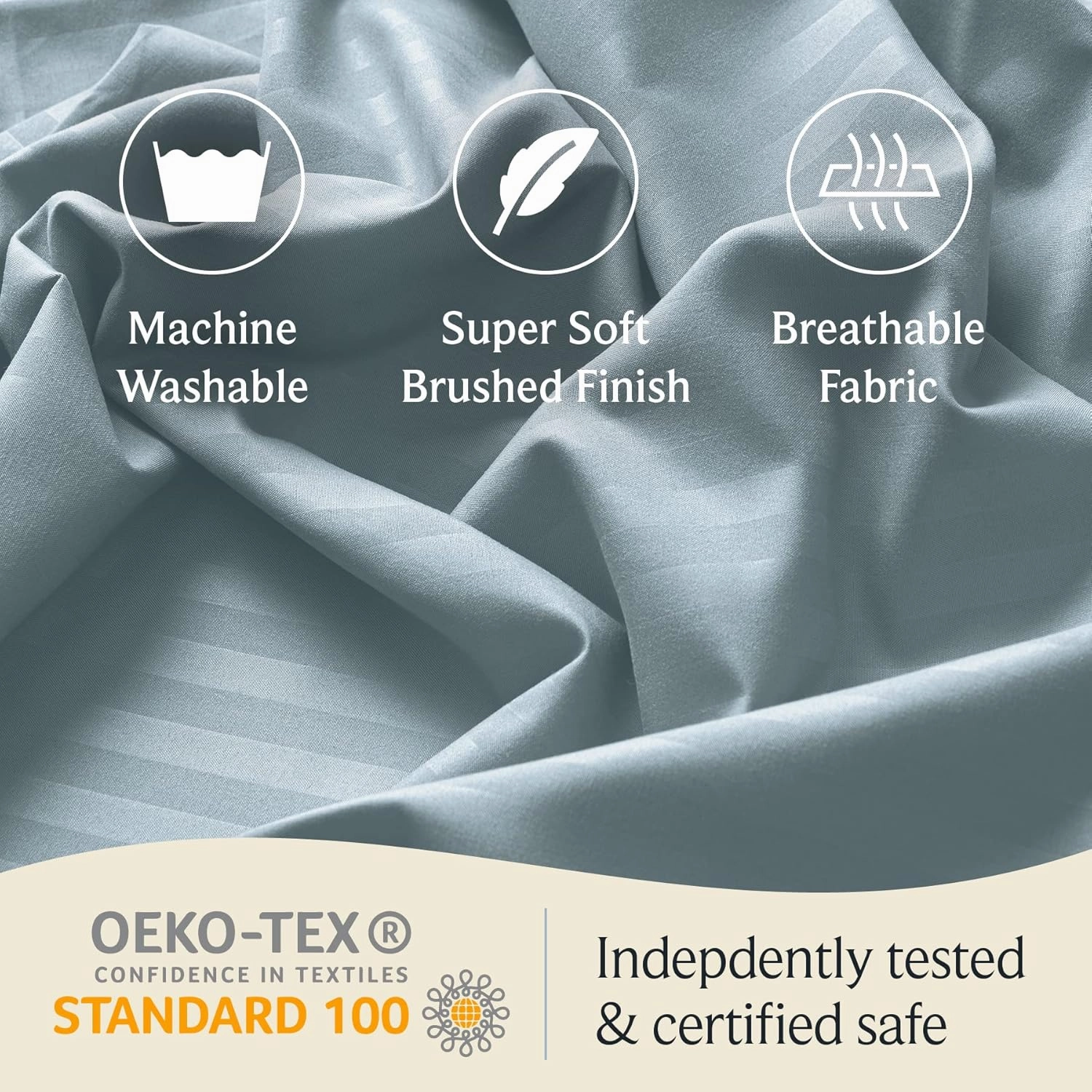 LuxClub Striped Sheets, 3 PC Striped Bed Sheets Twin Size, Deep Pockets 18" Eco Friendly Wrinkle Free-Kids-Fitted Sheets Machine Washable Hotel Bedding (Twin XL, Light Blue)