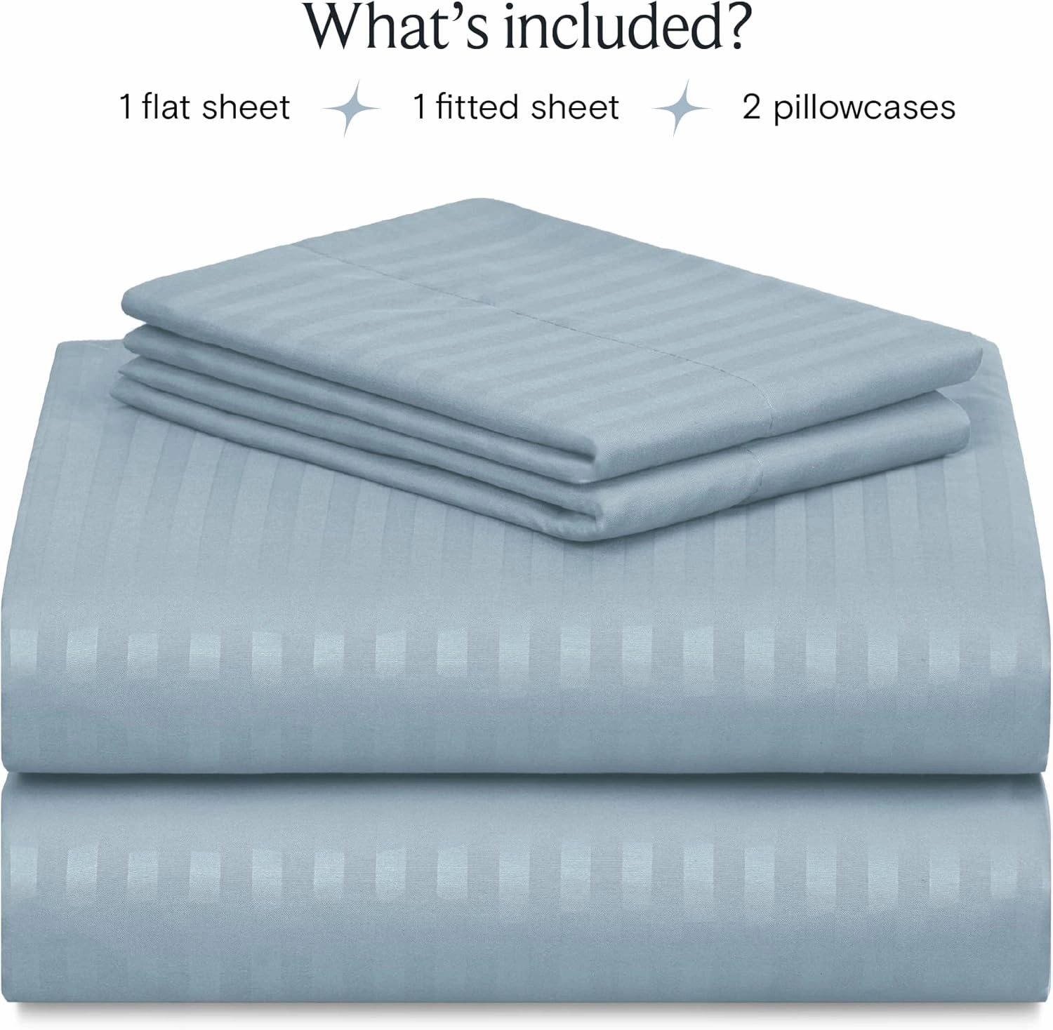 LuxClub Striped Sheets, 3 PC Striped Bed Sheets Twin Size, Deep Pockets 18" Eco Friendly Wrinkle Free-Kids-Fitted Sheets Machine Washable Hotel Bedding (Twin XL, Light Blue)