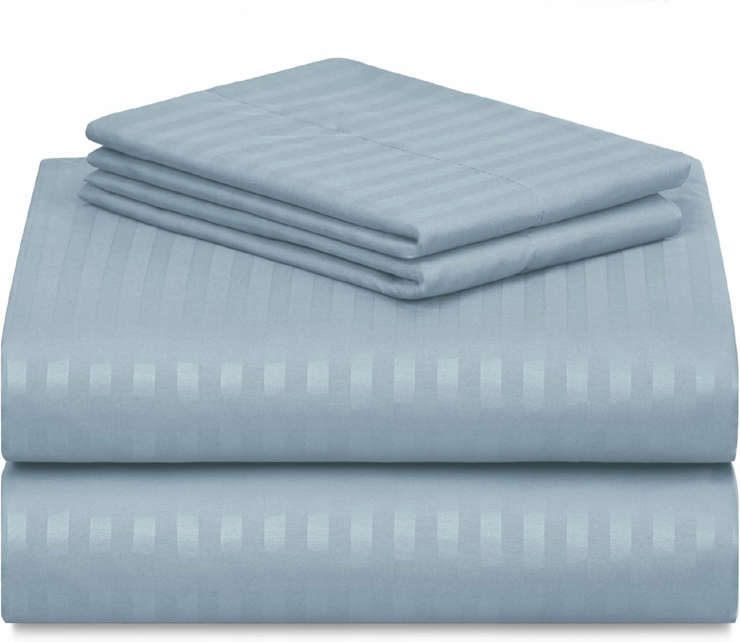 LuxClub Striped Sheets, 3 PC Striped Bed Sheets Twin Size, Deep Pockets 18" Eco Friendly Wrinkle Free-Kids-Fitted Sheets Machine Washable Hotel Bedding (Twin XL, Light Blue)