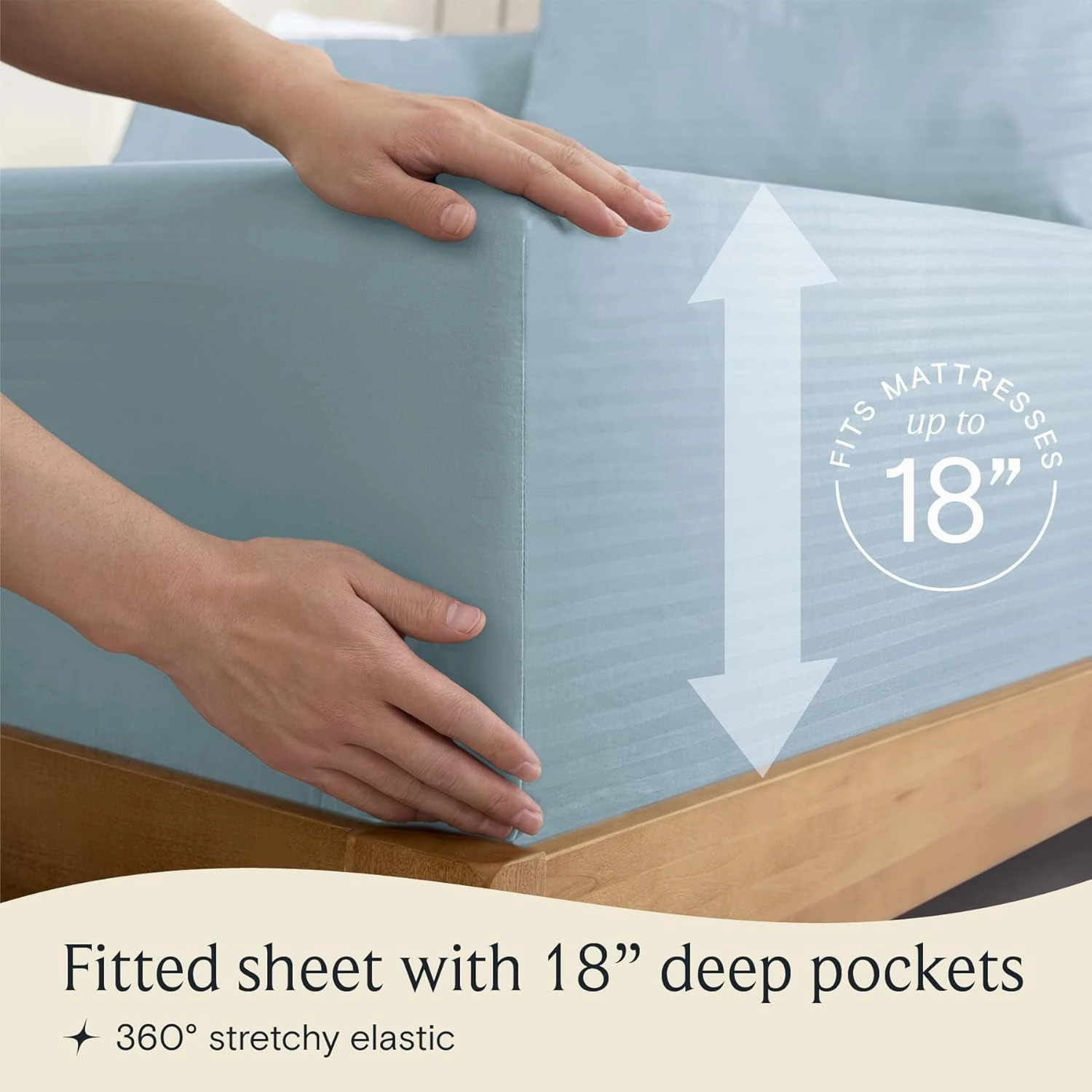 LuxClub Striped Sheets, 3 PC Striped Bed Sheets Twin Size, Deep Pockets 18" Eco Friendly Wrinkle Free-Kids-Fitted Sheets Machine Washable Hotel Bedding (Twin XL, Light Blue)
