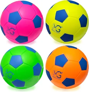 Macro Giant 6 Inch (Dia.) PU Foam Soccer, Set of 4, Neon Red, Neon Orange, Neon Yellow, Neon Green, Training Balls, Practice, Beginner, Kid Sports, Kickball, Physical Education Exercise