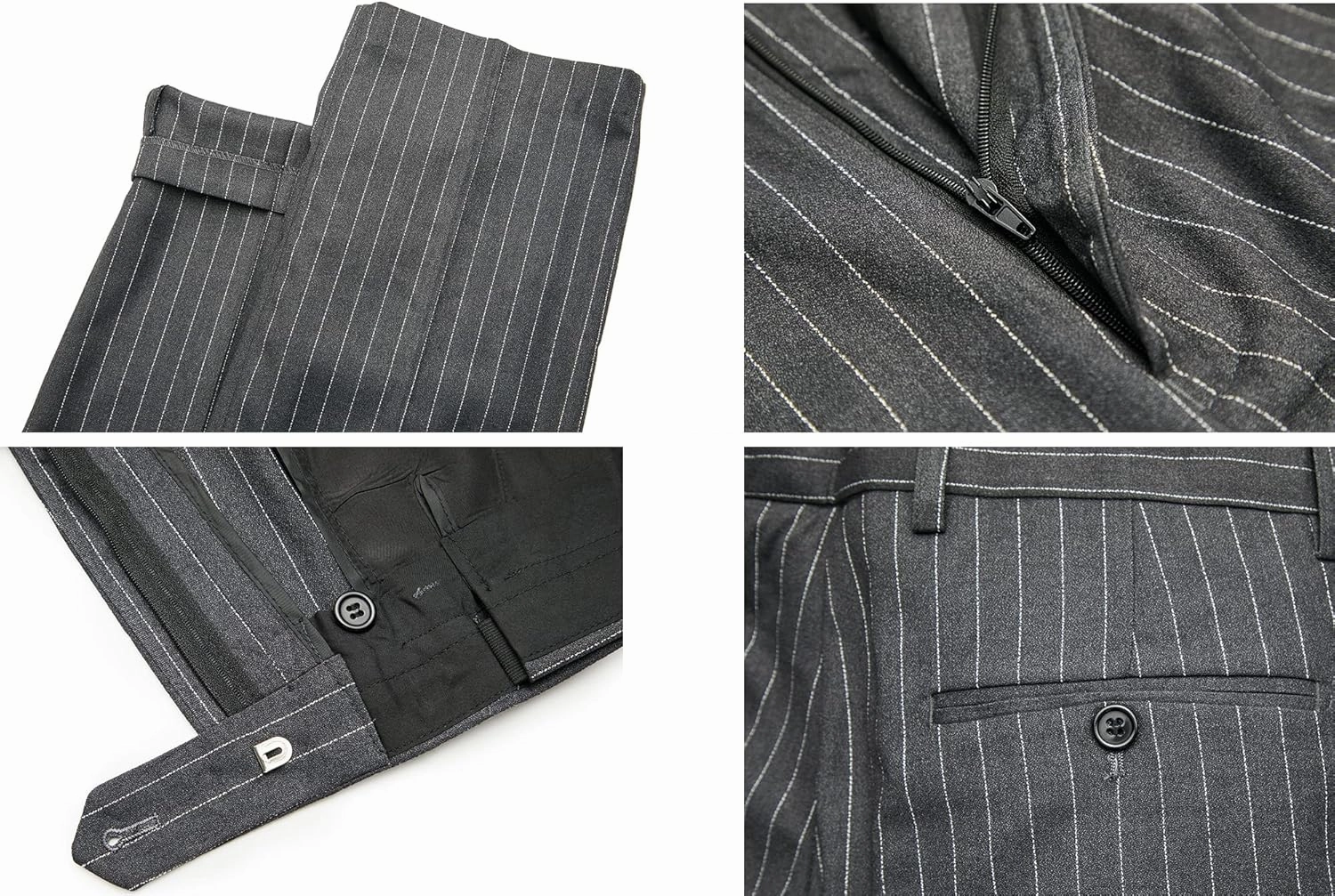 MAGE MALE Men’s Pinstripe 3 Piece Suit Slim Fit Elegant Single Breasted Business Wedding Party Blazer Vest& Pants Set