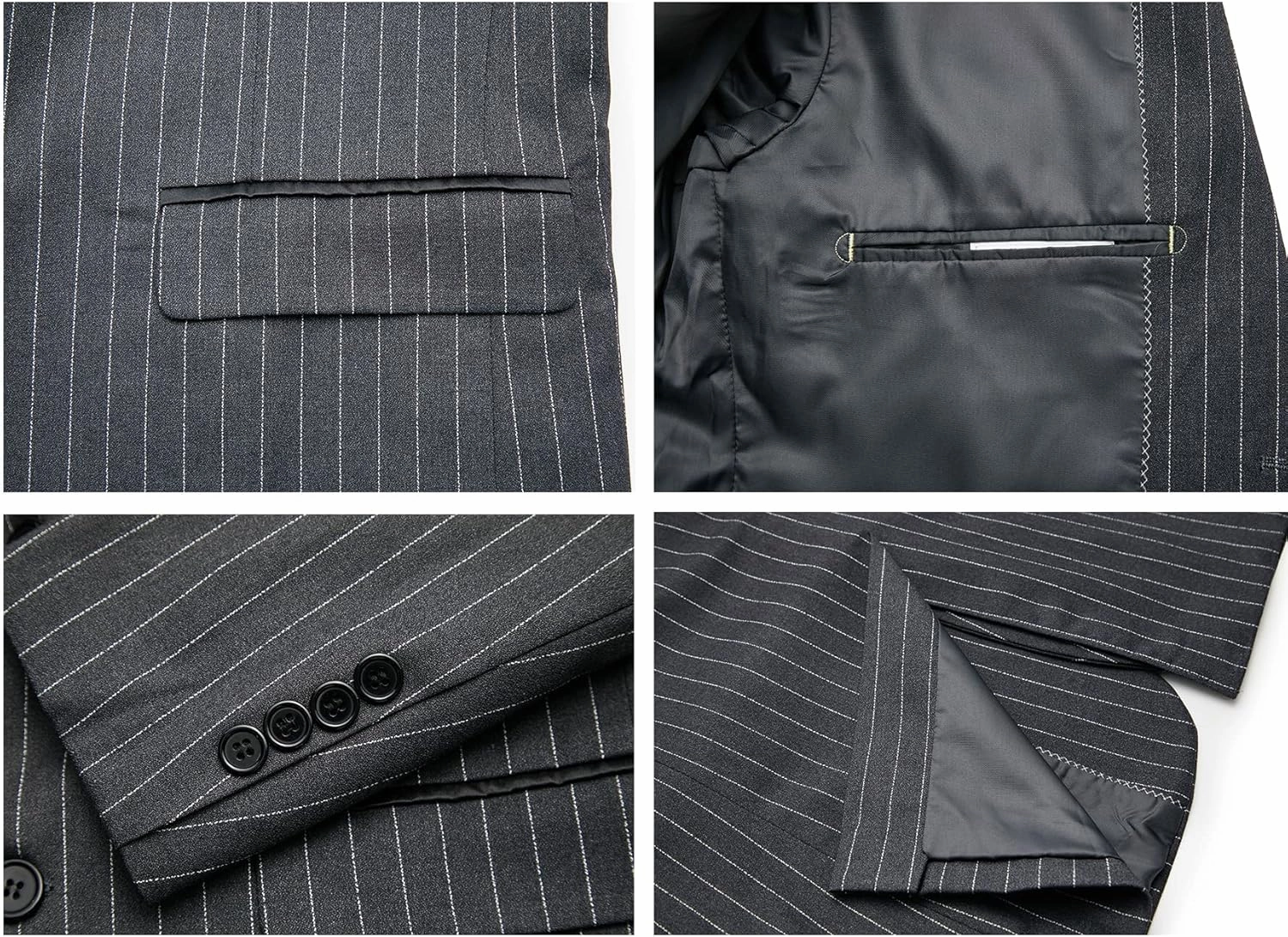 MAGE MALE Men’s Pinstripe 3 Piece Suit Slim Fit Elegant Single Breasted Business Wedding Party Blazer Vest& Pants Set