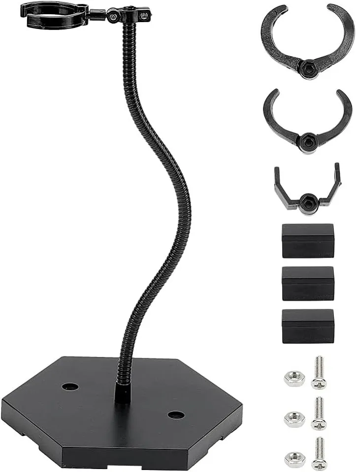 MAGICALCUTDIE Action Figure Base Display Stand 3.9x5.9x11.2inches Black Assembly Action Figure Holder with 4 Adjustable Waist Clips Model Display Support Stand for 1/6 1/9 1/12 Scale Figures