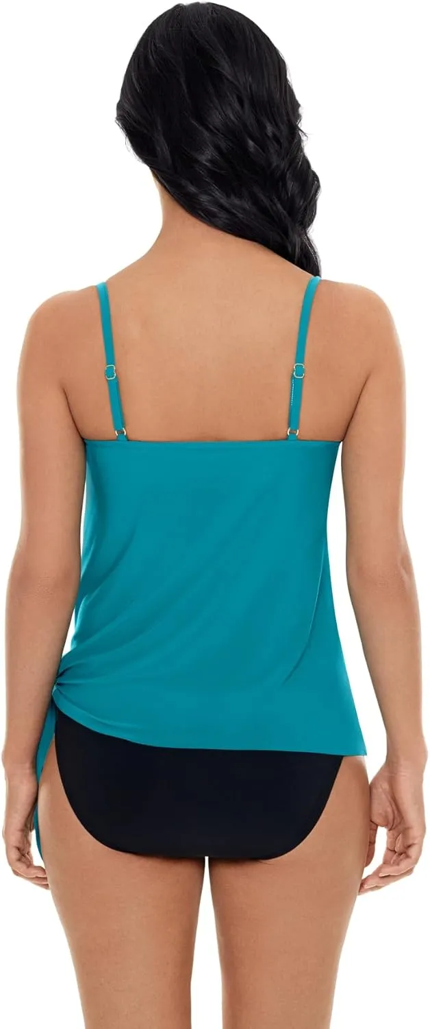 MagicSuit Women's Solid Alex V-Neck Tankini Top with Underwire Bra and Adjustable Straps