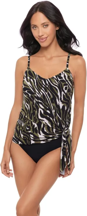 MagicSuit Women's Solid Alex V-Neck Tankini Top with Underwire Bra and Adjustable Straps