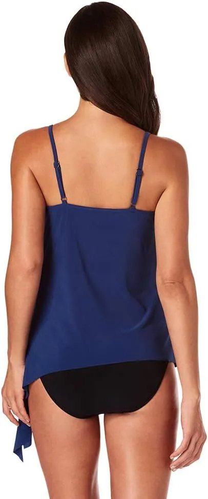 MagicSuit Women's Solid Alex V-Neck Tankini Top with Underwire Bra and Adjustable Straps