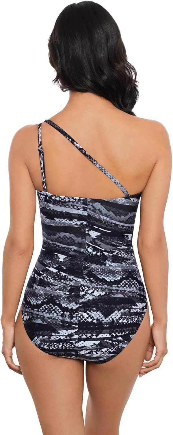 MagicSuit Women's Swimwear Charlize Shelf Bra Adjustable One Piece Swimsuit, Black/Grey, 07