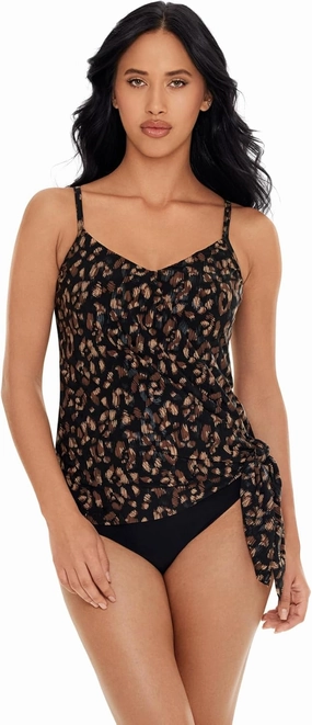 MagicSuit Women's Solid Alex V-Neck Tankini Top with Underwire Bra and Adjustable Straps