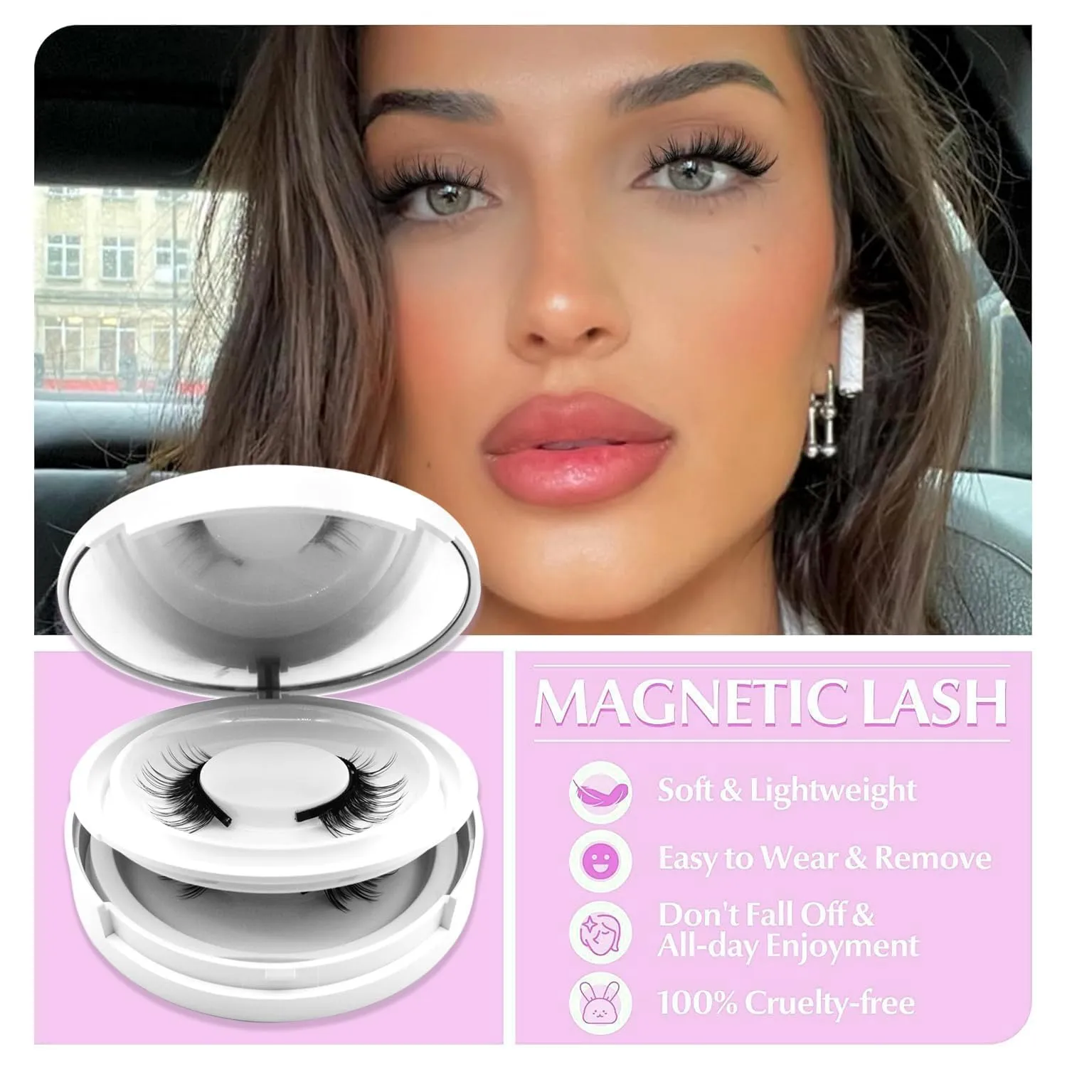 Magnetic Eyelashes with Applicator,2025 New Reusable Magnetic Eyelashes Natural Look No Glue or Liner Needed,Upgraded Soft Lashes for Daily Use(Camellia Natural)
