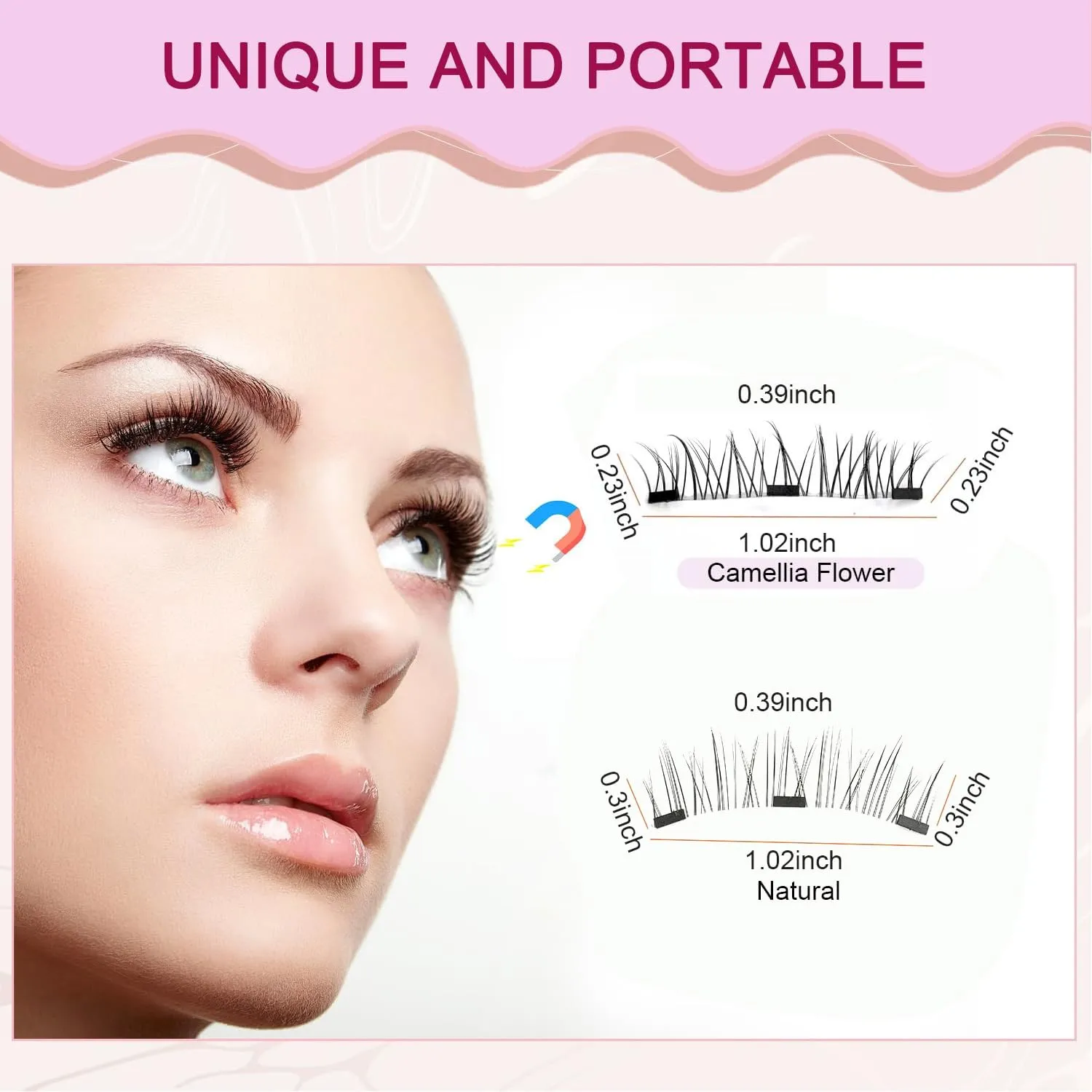 Magnetic Eyelashes with Applicator,2025 New Reusable Magnetic Eyelashes Natural Look No Glue or Liner Needed,Upgraded Soft Lashes for Daily Use(Camellia Natural)