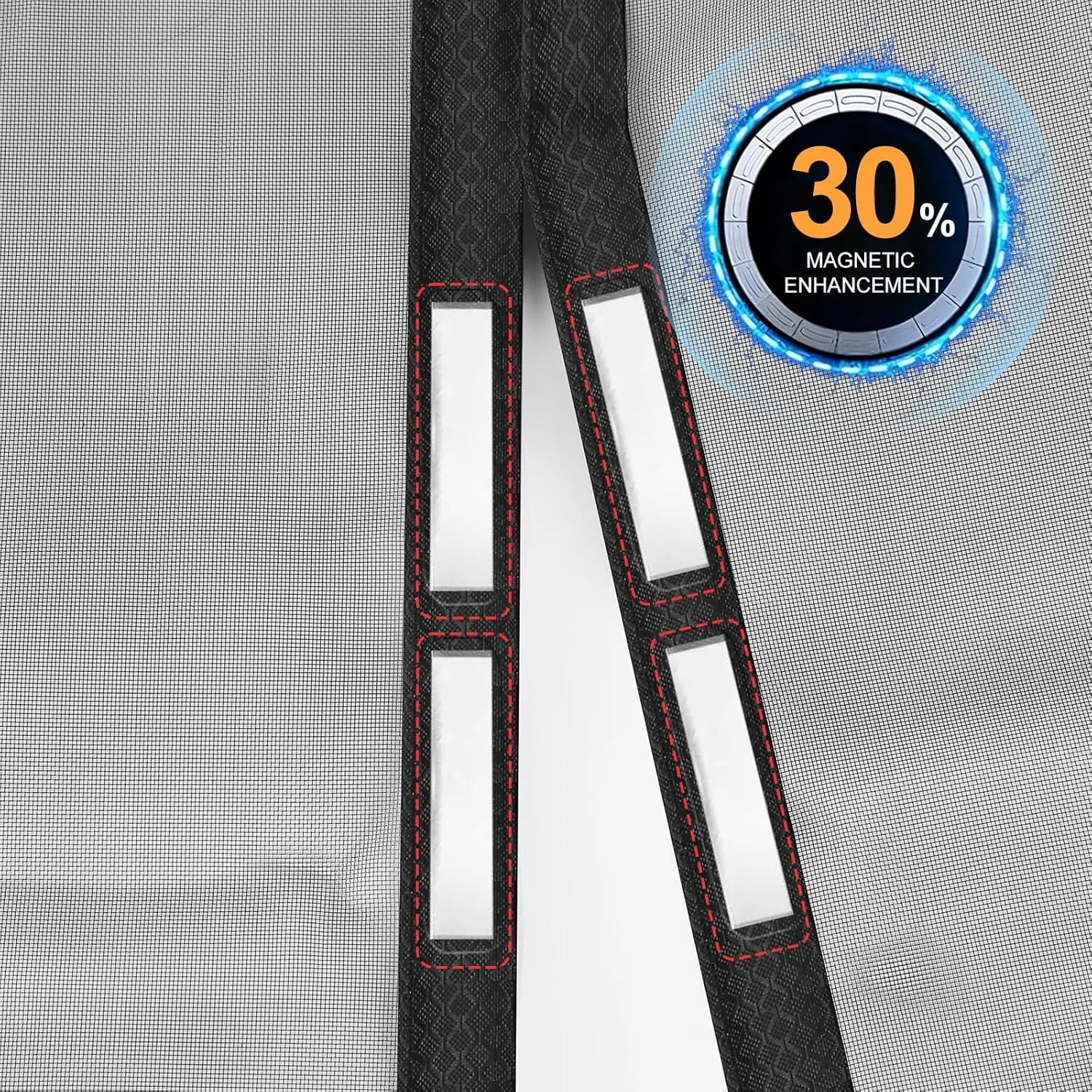 Magnetic Screen Door Left Right Side Opening Polyethylene Terephthalate Mesh Greater Than Fiberglass and Polyester Easy Install