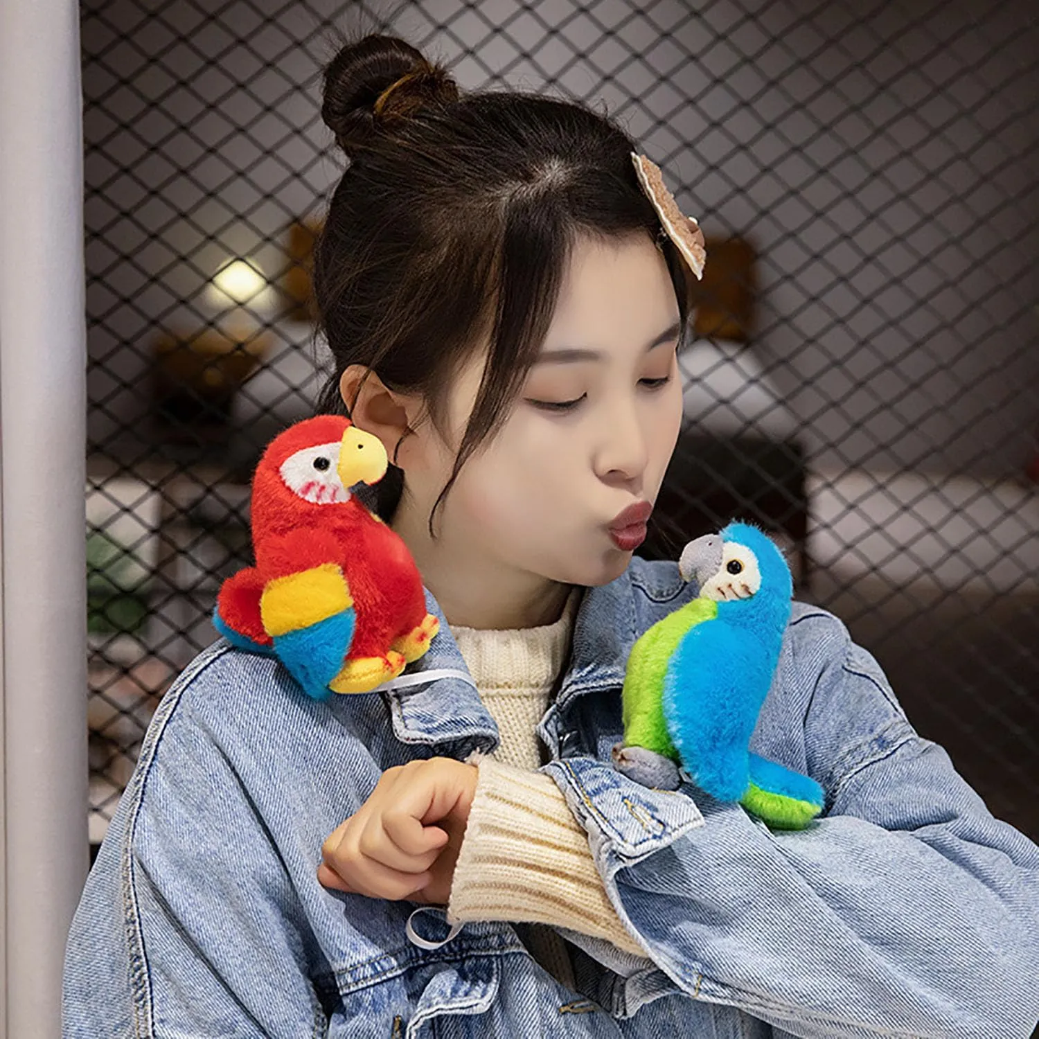 Magnetic Shoulder Parrot Plush Halloween Pirate Party Parrot Toy Accessories Parrot Stuffed Animal Plush Toy Birthday and Christmas Party Gift for Boys and Girls,Red,4.7inch
