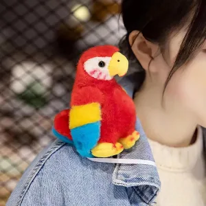 Magnetic Shoulder Parrot Plush Halloween Pirate Party Parrot Toy Accessories Parrot Stuffed Animal Plush Toy Birthday and Christmas Party Gift for Boys and Girls,Red,4.7inch