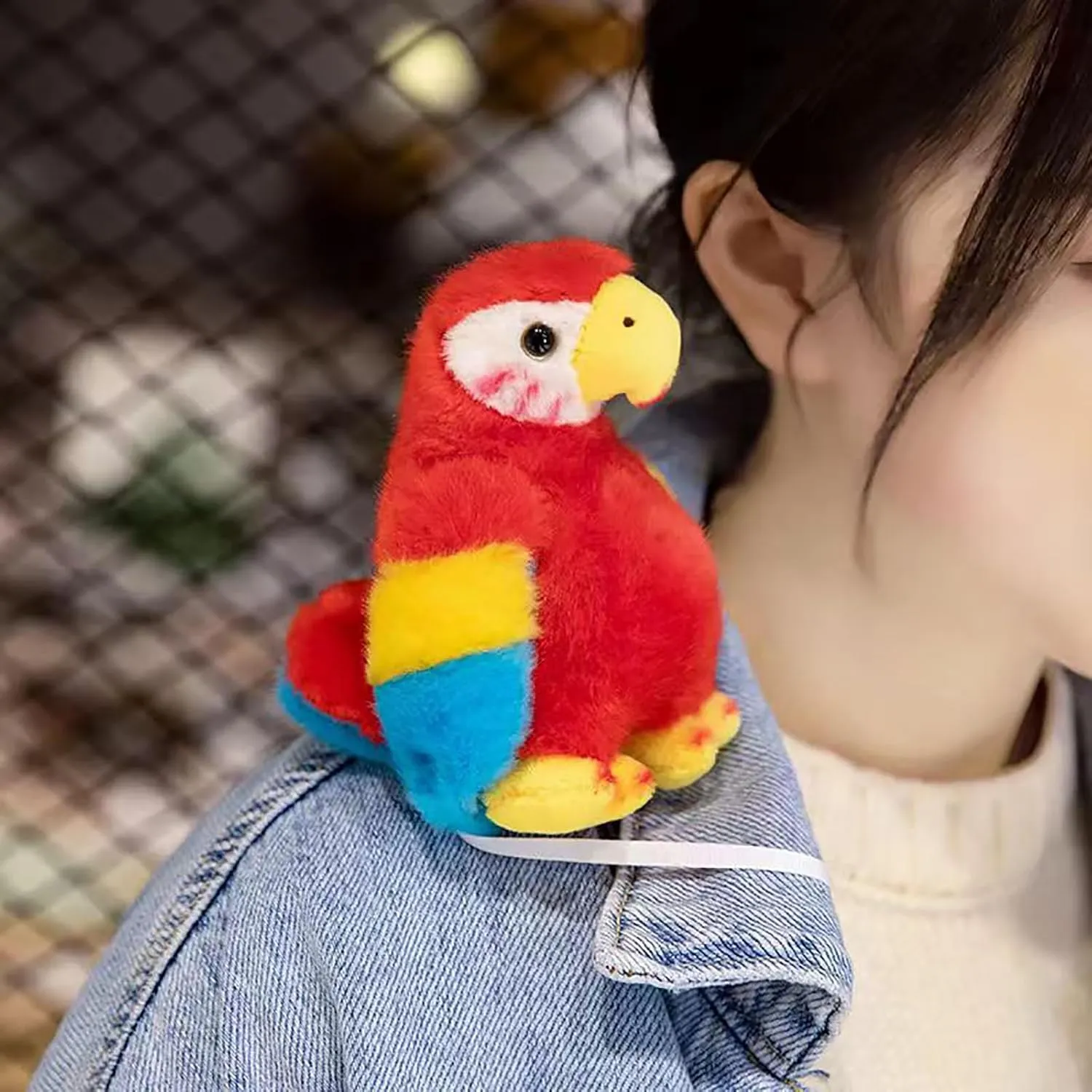 Magnetic Shoulder Parrot Plush Halloween Pirate Party Parrot Toy Accessories Parrot Stuffed Animal Plush Toy Birthday and Christmas Party Gift for Boys and Girls,Red,4.7inch