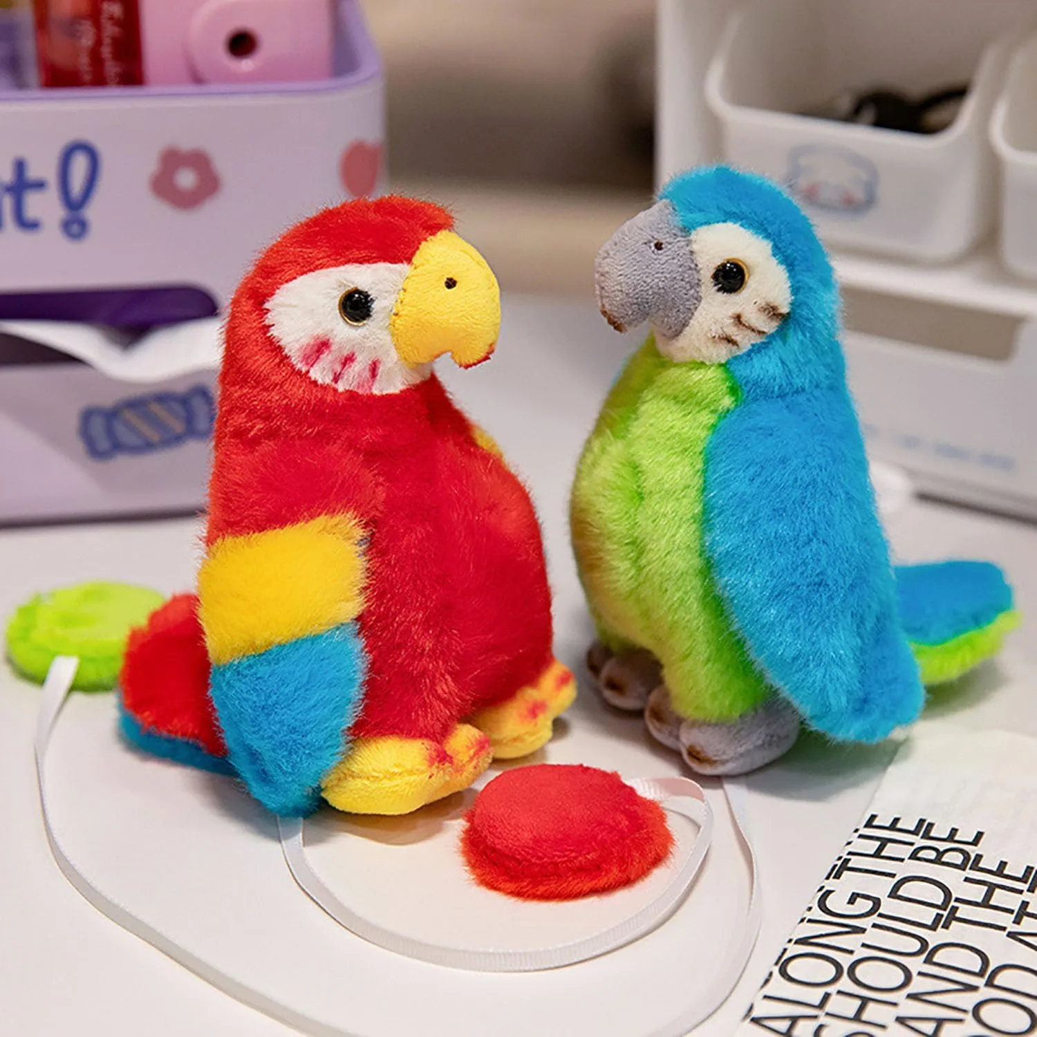 Magnetic Shoulder Parrot Plush Halloween Pirate Party Parrot Toy Accessories Parrot Stuffed Animal Plush Toy Birthday and Christmas Party Gift for Boys and Girls,Red,4.7inch