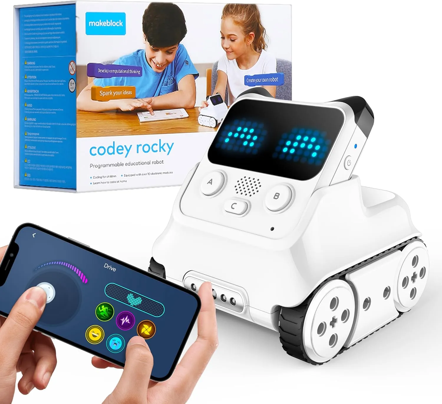 Makeblock Codey Rocky Interactive Emo Robot, Coding for Kids 8-12, STEM Toys Support Scratch Python Programming, Smart Robotics Gift for Kids 6 