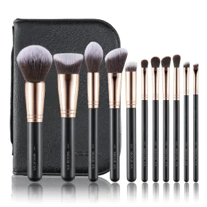 Makeup Brush Set Professional 11 Pcs Soft Synthetic Foundation Eyeshadow Contour Concealer Blending & Buffing Makeup Brushes with Travel Case, Ideal for Beginners and Pros