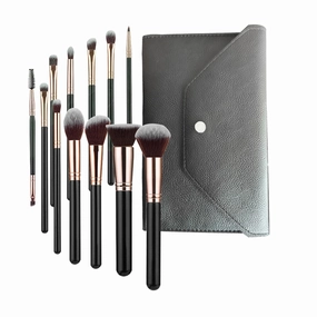 Makeup Brushs Set 12 Pcs Classic Black Makeup Brush Kit, Foundation Brush Eyeshadow Brush Powder Brush Kabuki Brush Blush Cosmetic Brushes With Case Travel Gift