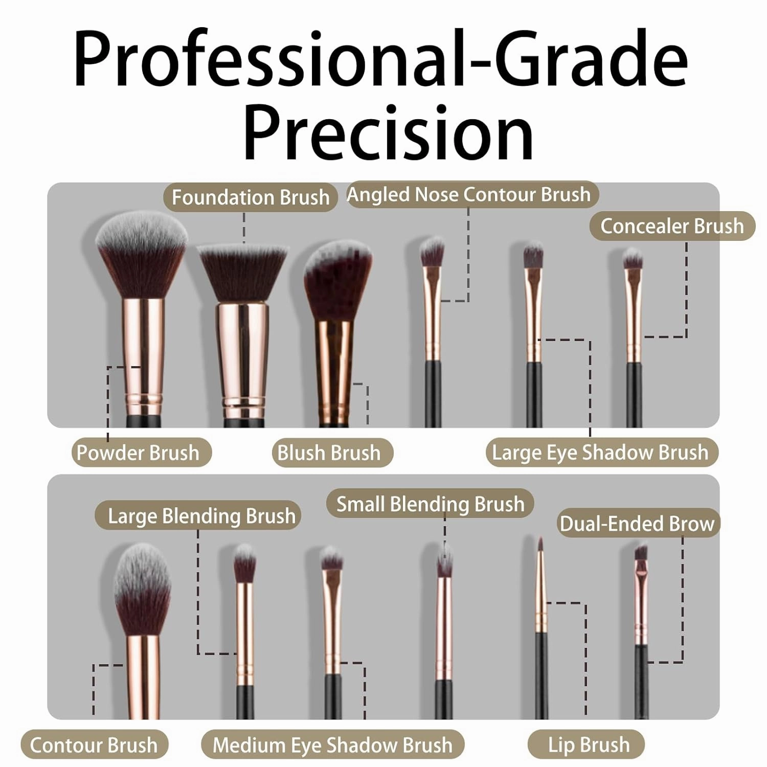 Makeup Brushs Set 12 Pcs Classic Black Makeup Brush Kit, Foundation Brush Eyeshadow Brush Powder Brush Kabuki Brush Blush Cosmetic Brushes With Case Travel Gift