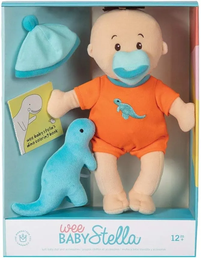 Manhattan Toy Wee Baby Stella Tiny Dino 12" Soft Baby Doll Set