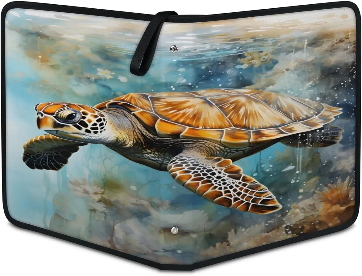 Marine Turtle 3 Ring Trading Zipper Binder Strap, Trading Card Binder 9 Pocket, 900 Pockets Card Holder with 50 Removable Sleeves for Game Cards