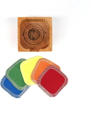 Marley's Monsters Facial Rounds   Holder - 20 Count Pack - Soft, Reusable Cotton Rounds and Wood Holder (Rainbow)