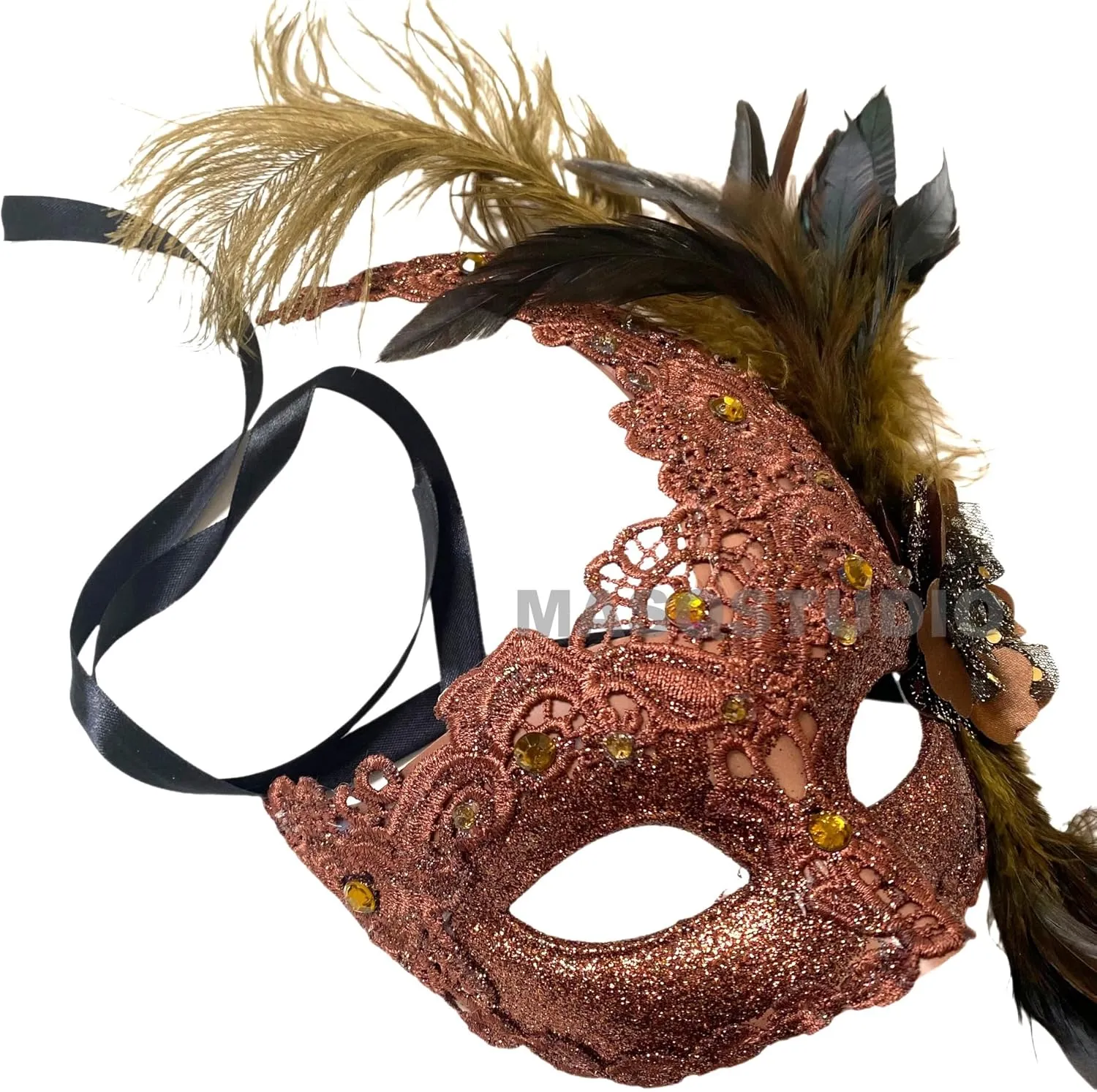 MasqStudio Brocade Lace Masquerade Ball Mask Burlesque Mardi Gras Birthday Prom Wedding Party