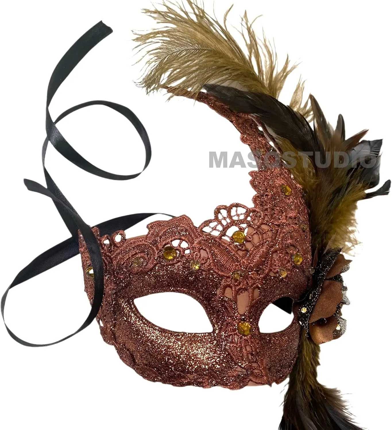 MasqStudio Brocade Lace Masquerade Ball Mask Burlesque Mardi Gras Birthday Prom Wedding Party