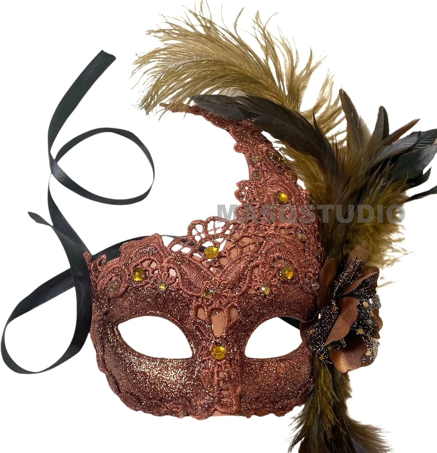 MasqStudio Brocade Lace Masquerade Ball Mask Burlesque Mardi Gras Birthday Prom Wedding Party