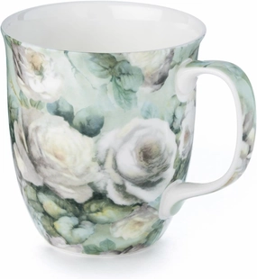 McIntosh Chintz White Roses Fine Bone China (12.5 oz) Java Mug in Matching Gift Box
