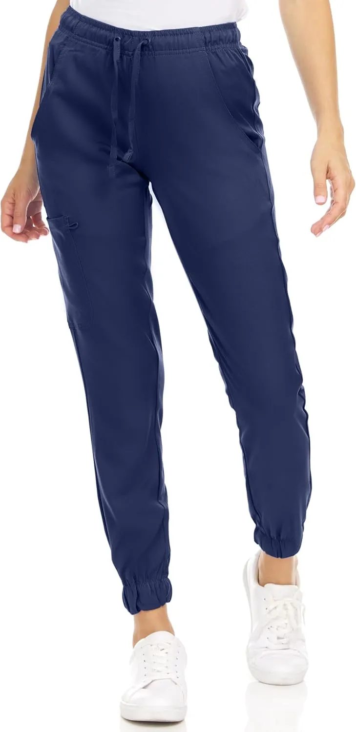 MediChic Scrub Sets for Women – 8-Pocket V-Neck Jogger Scrubs, Anti-Wrinkle, Stretch Medical Nursing Uniforms