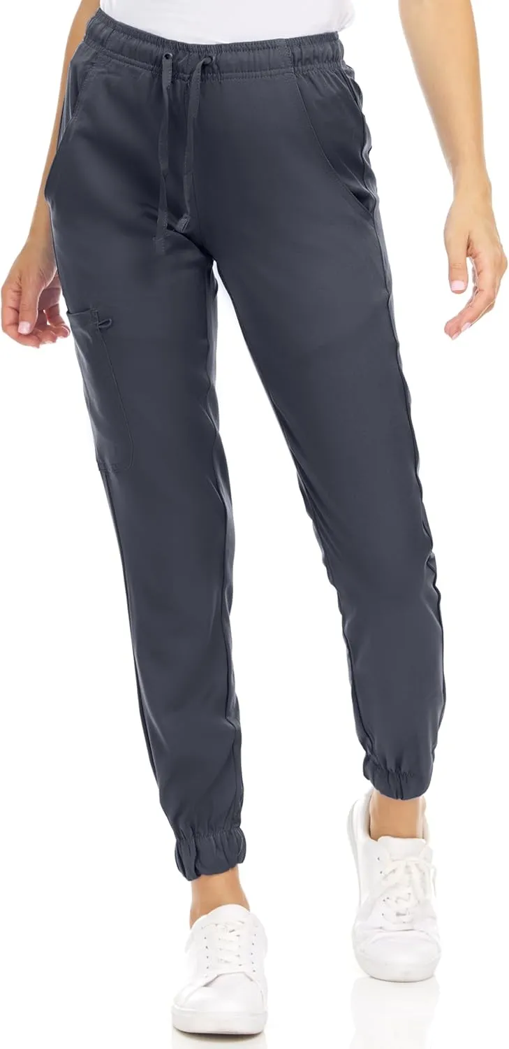 MediChic Scrub Sets for Women – 8-Pocket V-Neck Jogger Scrubs, Anti-Wrinkle, Stretch Medical Nursing Uniforms