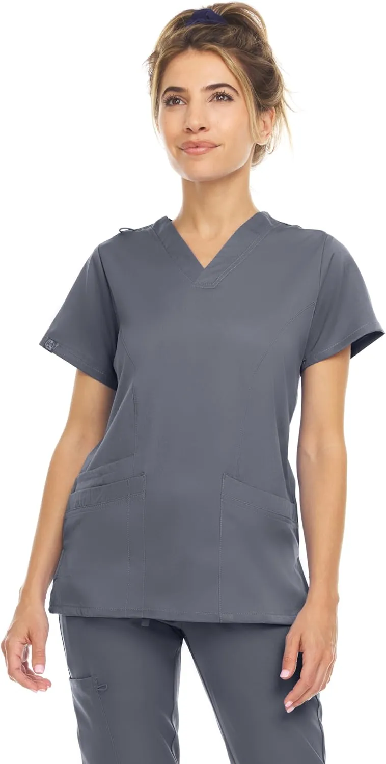 MediChic Scrub Sets for Women – 8-Pocket V-Neck Jogger Scrubs, Anti-Wrinkle, Stretch Medical Nursing Uniforms
