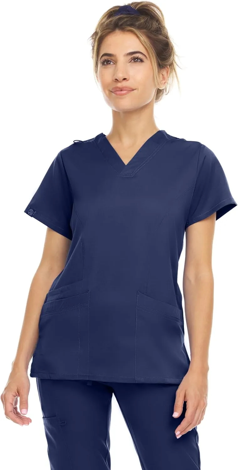 MediChic Scrub Sets for Women – 8-Pocket V-Neck Jogger Scrubs, Anti-Wrinkle, Stretch Medical Nursing Uniforms
