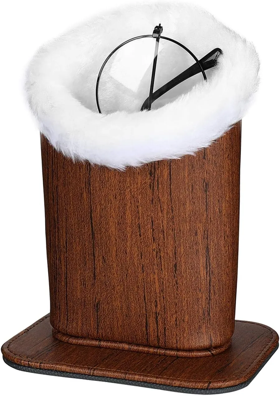 MEGREZ 2PCS Plush Lined Eyeglass Holder, PU Leather Glass stand with Magnetic-Base