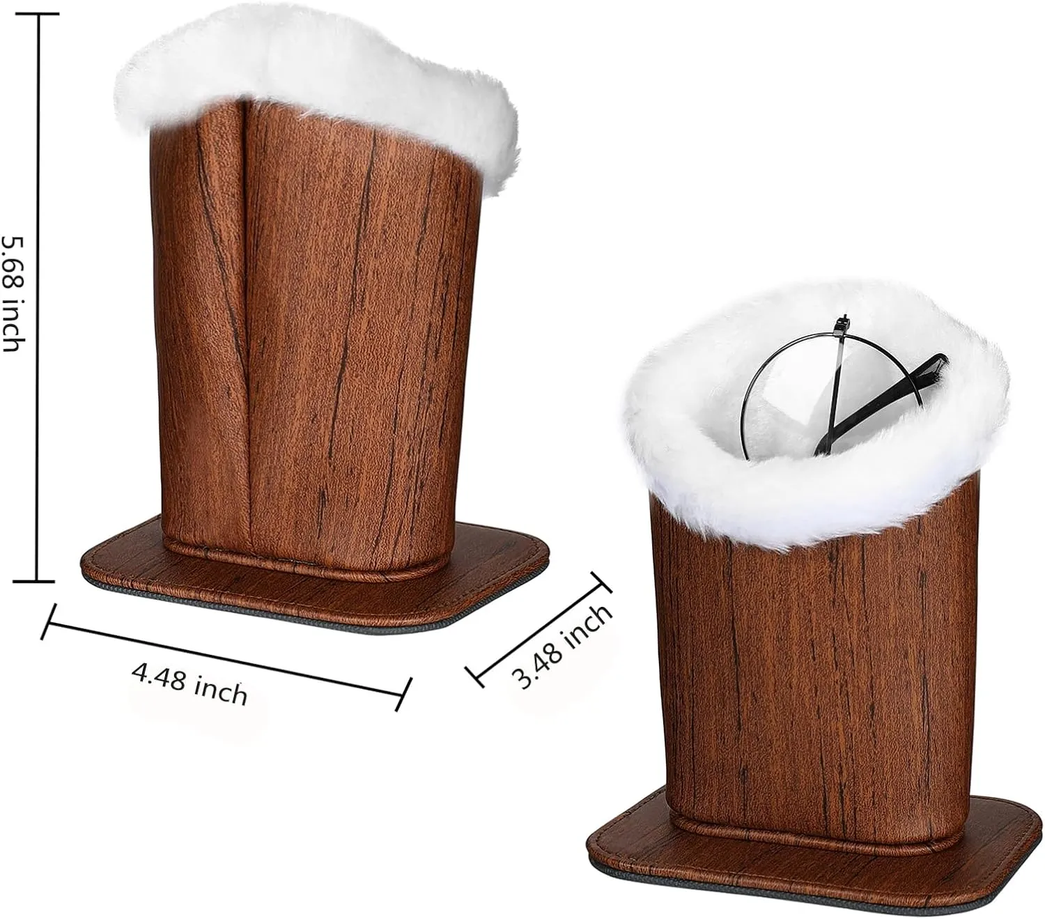 MEGREZ 2PCS Plush Lined Eyeglass Holder, PU Leather Glass stand with Magnetic-Base
