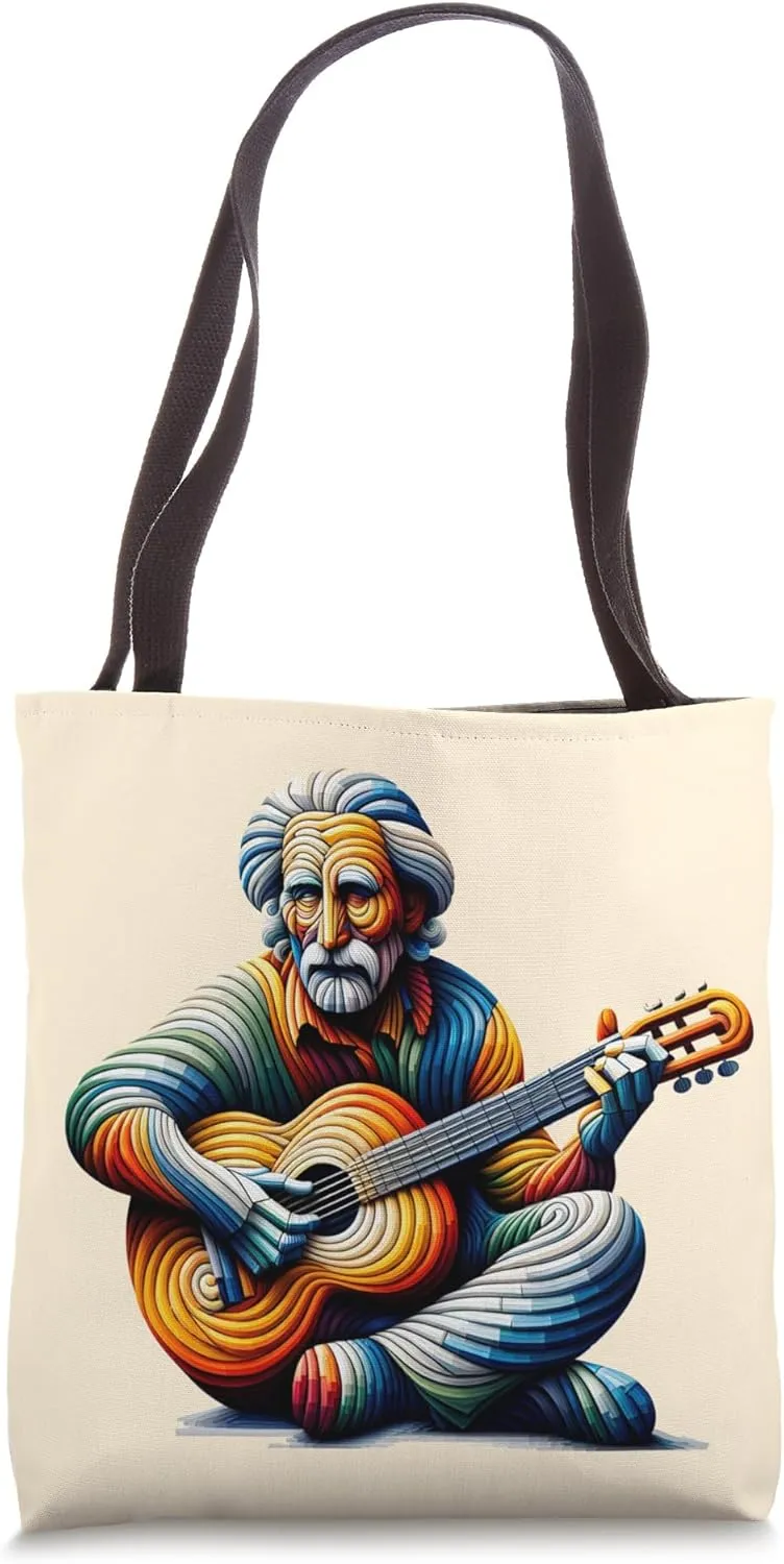 Melodic Color Flow Maestro: Rhythmic Ribbons Guitaris Tote Bag