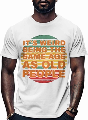 Men's T-Shirts Funny Text Colorful Stripes Crew Neck Short Sleeve Graphic Tees