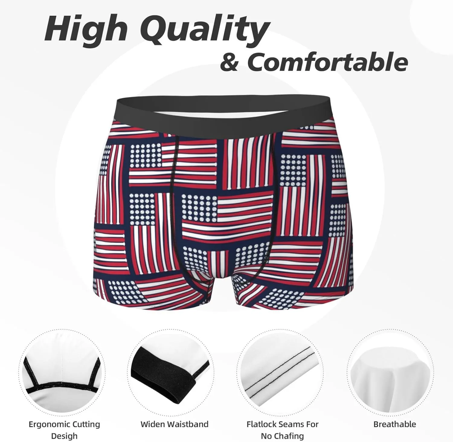 Men's Boxer Briefs Boston Terrier Floral Dog Underwear Trunks Soft Stretch Sport Breathable Short Leg Underpants
