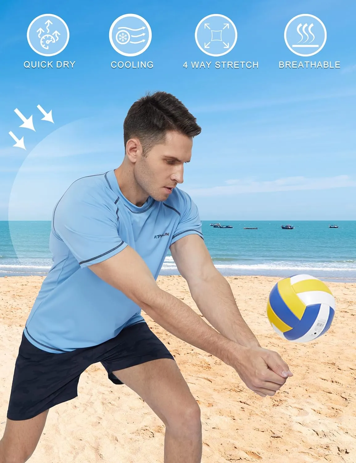 Mens Swim Shirts UPF 50  Sun Protection Quick Dry SPF Rash Guard Outdoor Beach Fishing T Shirts