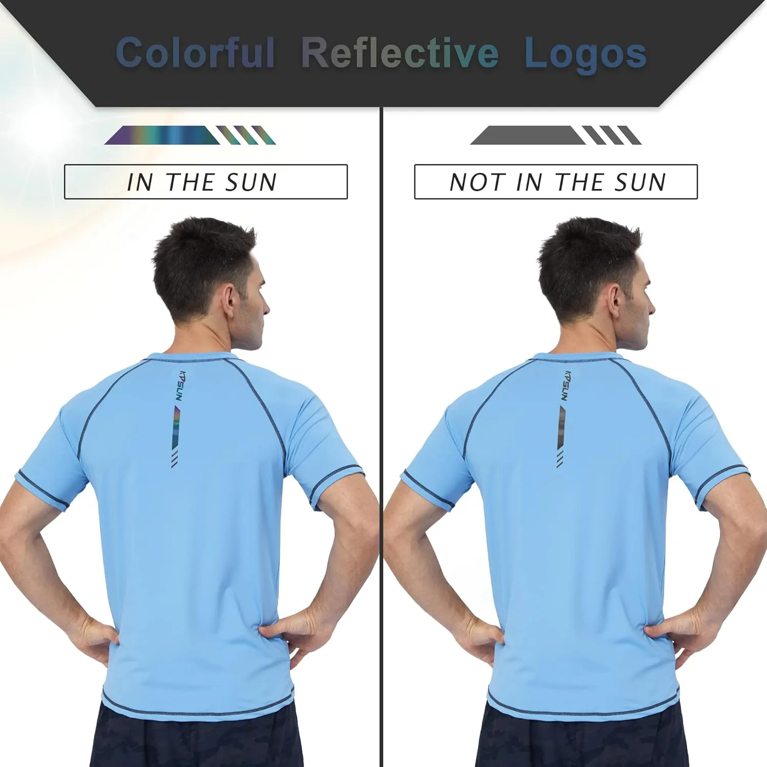 Mens Swim Shirts UPF 50  Sun Protection Quick Dry SPF Rash Guard Outdoor Beach Fishing T Shirts