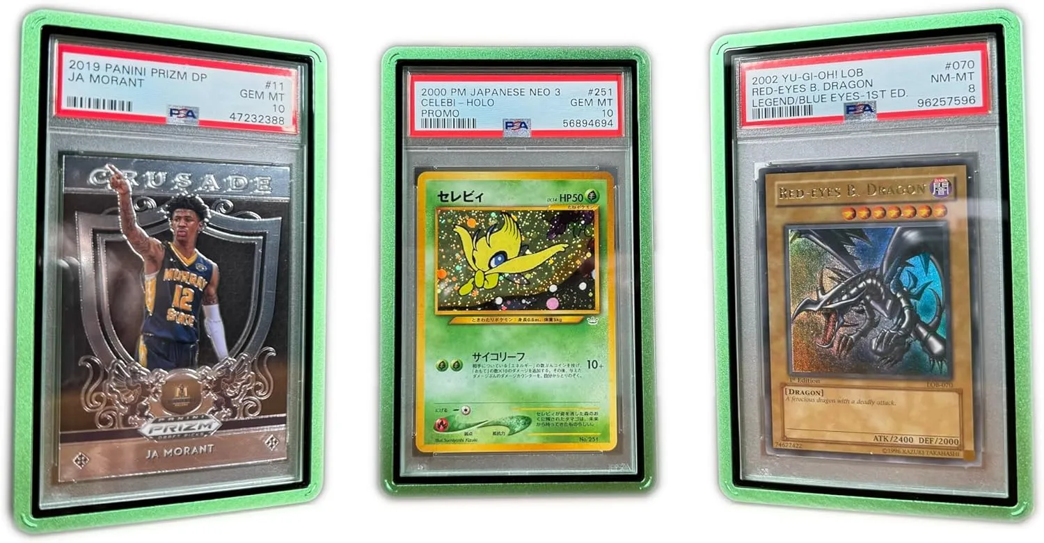 Metal PSA Slab Bumper Case (3 Pack) - SlabHalo Stackable Magnetic Aluminum Protector for Graded Cards - Emerald Green