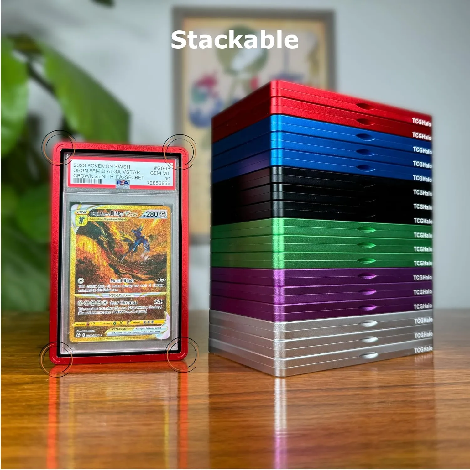 Metal Slab Bumper Case (3 Pack) - Stackable Magnetic Aluminum Case for PSA Graded Cards - Ruby Red