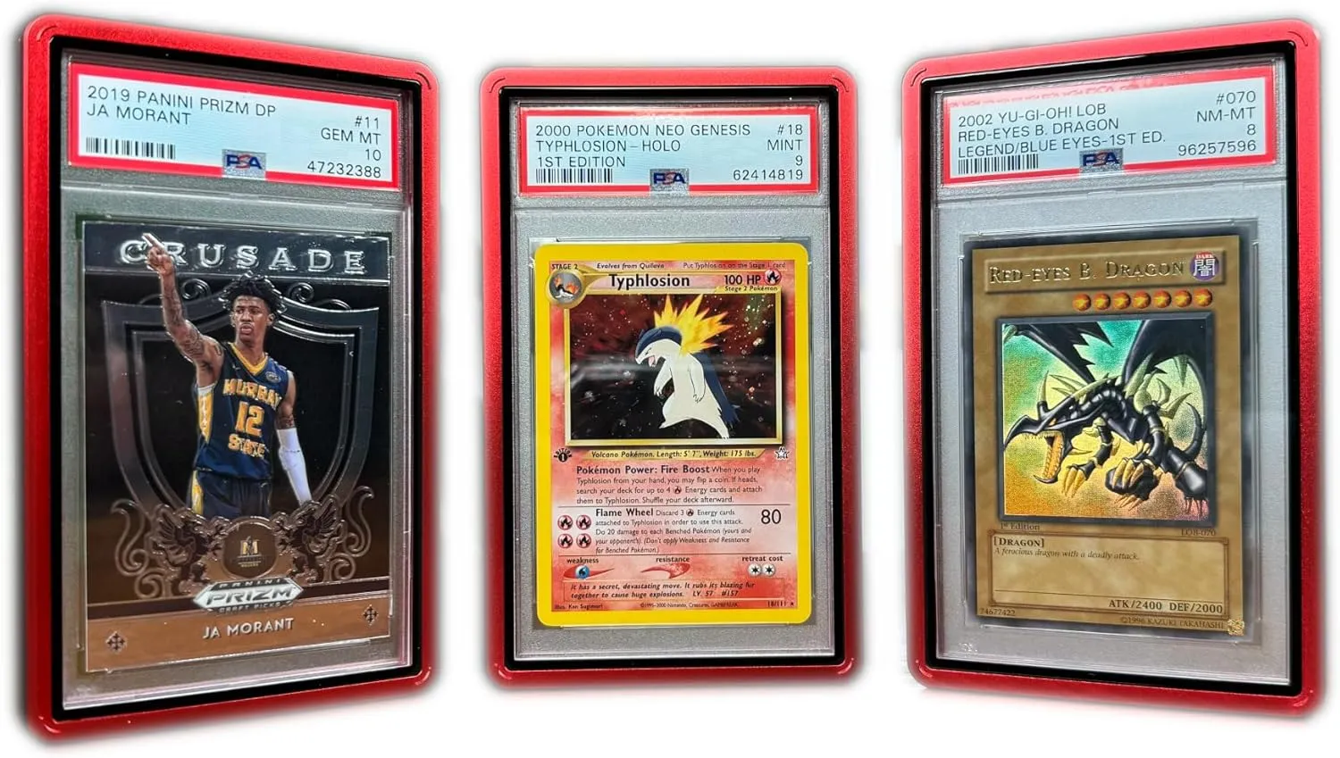 Metal Slab Bumper Case (3 Pack) - Stackable Magnetic Aluminum Case for PSA Graded Cards - Ruby Red