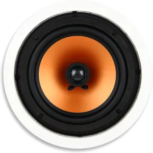 Micca M-8C 2-Way in-Ceiling Round Speaker, 9.4" Cutout Diameter, Whole House Audio, Home Theater, Indoor or Covered Outdoor, 8" Woofer, 1" Tweeter, White, Paintable, Each