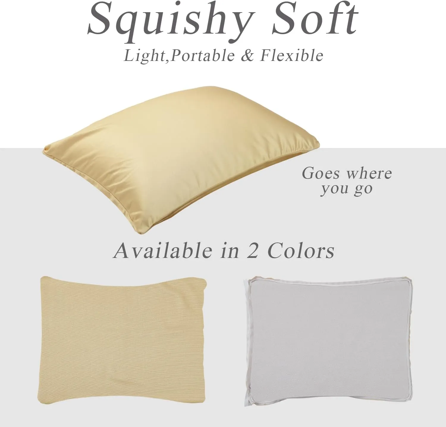Microbead Throw Pillow with Removable Cover Bed Body Microbead Pillow Neck Head Back Support, Spandex Soft Silky Fabric for Sleeping and Travel Sofa Bedroom Comfortable (Blonde Color)
